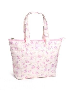NWT LoveShackFancy x Target Yoobi Ribbon Rosa Quilted Tote Bag Sterling Dusk HTF